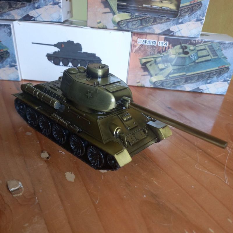 MAINAN MINIATUR TANK TEMPUR t34 TENTARA TNI MILITER PERANG ARMY Bahan besi