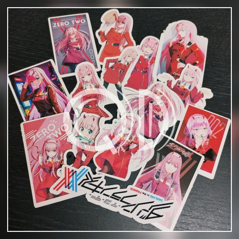 

isi 15 pcs stiker zero two sticker glossy murah karakter anime