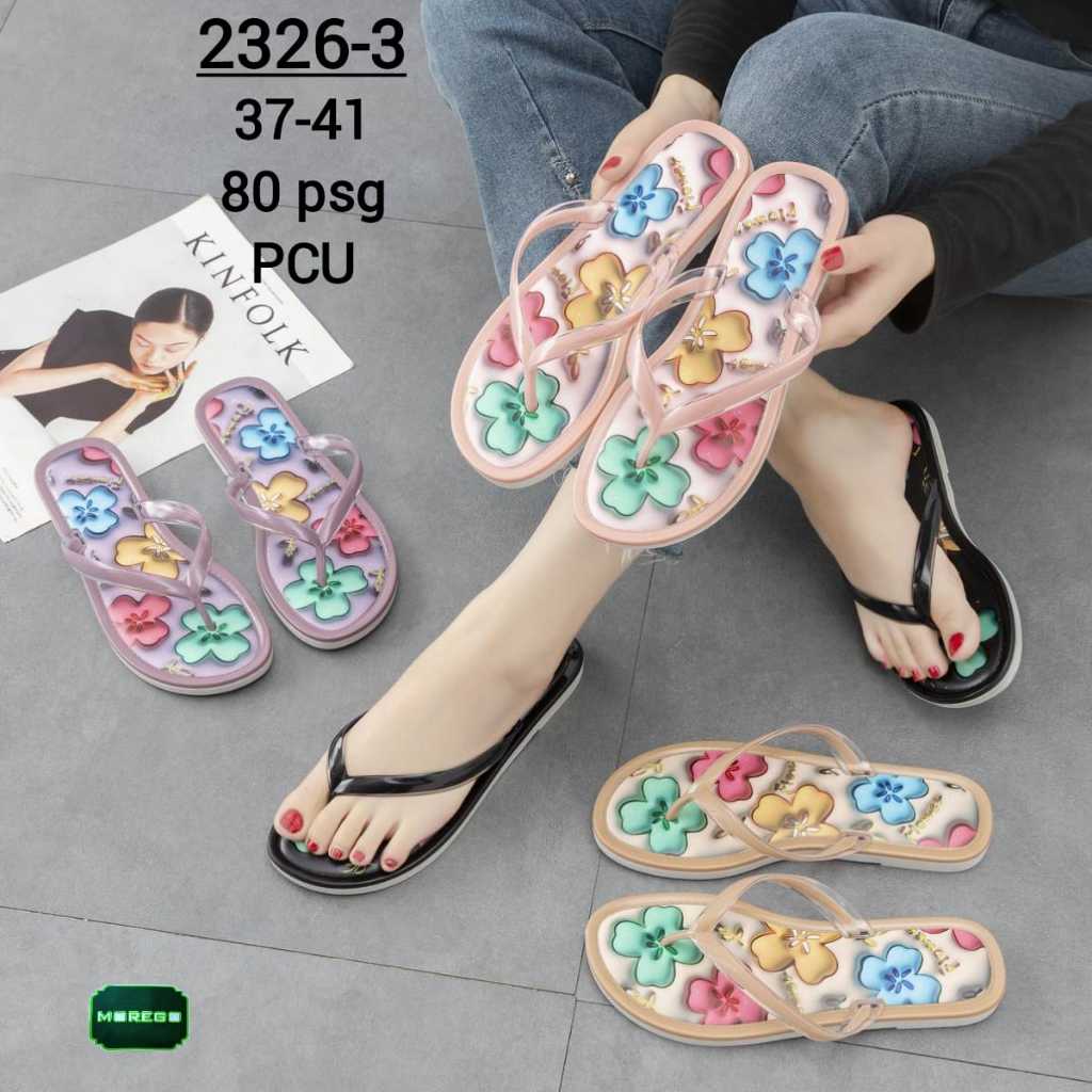Sandal Jepit Teplek Wanita Jelly Motif Bunga Sandal Kekinian Empuk