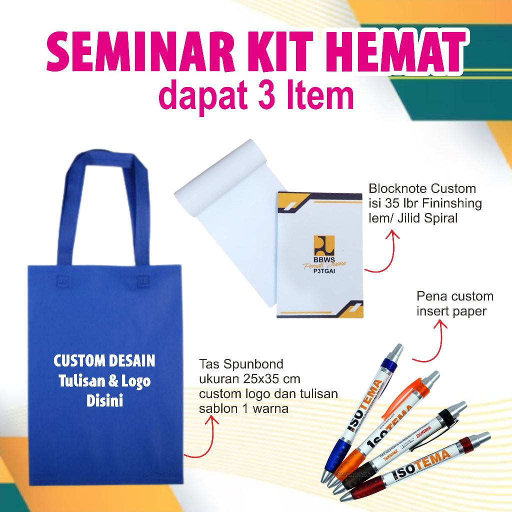 

Seminar Kit Perlengkapan Seminar Custom Desain