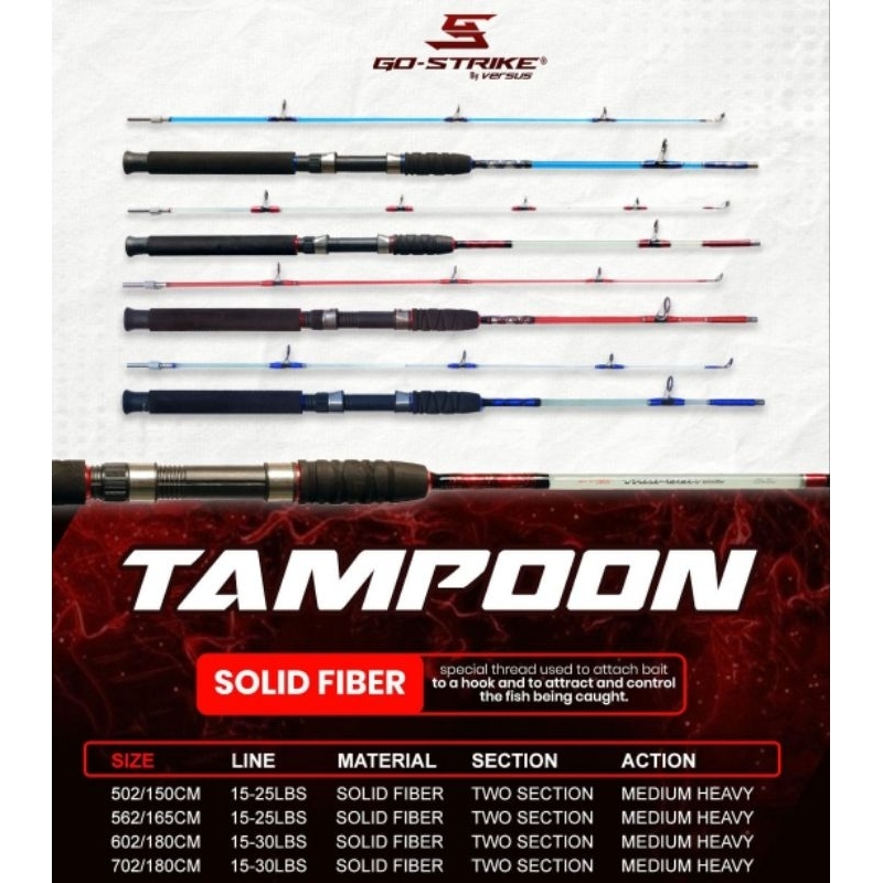 Joran Fiber Glass Solid Tampoon Panjang 180Cm | 210Cm Sambungan diilengkapi Drat kekuatan 35Kg