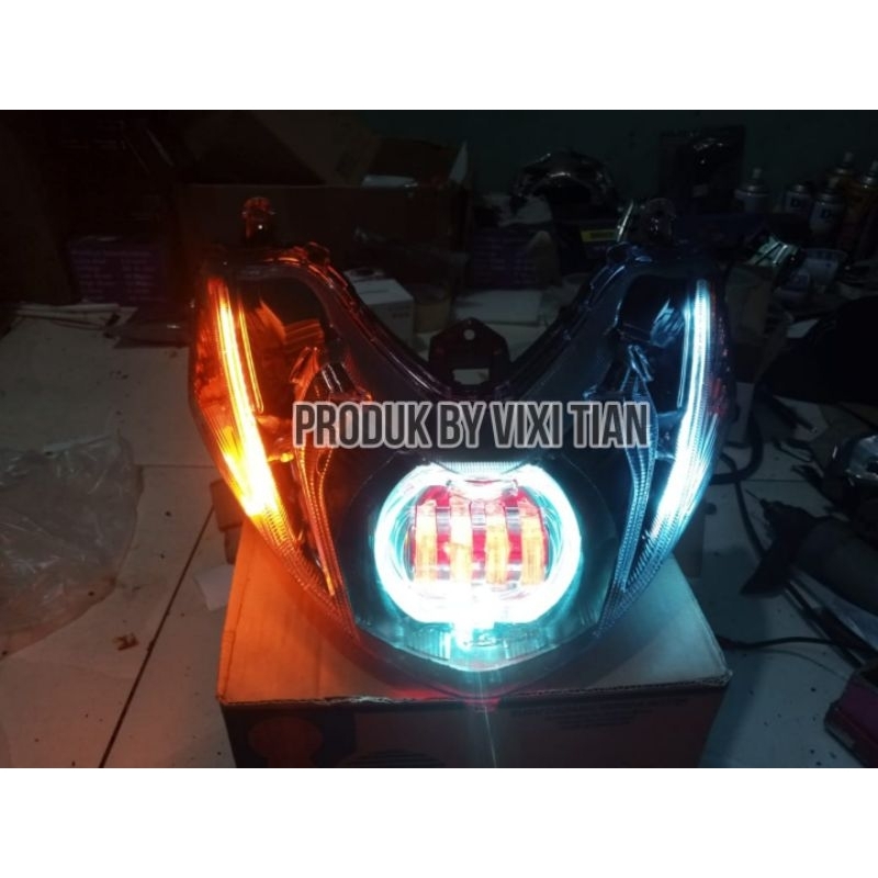 REFLEKTOR LAMPU DEPAN YAMAHA MIO M3 MIO Z S 125 CUSTOM BILED DAYMAKER PLUS ALIS RUNNING PNP.
