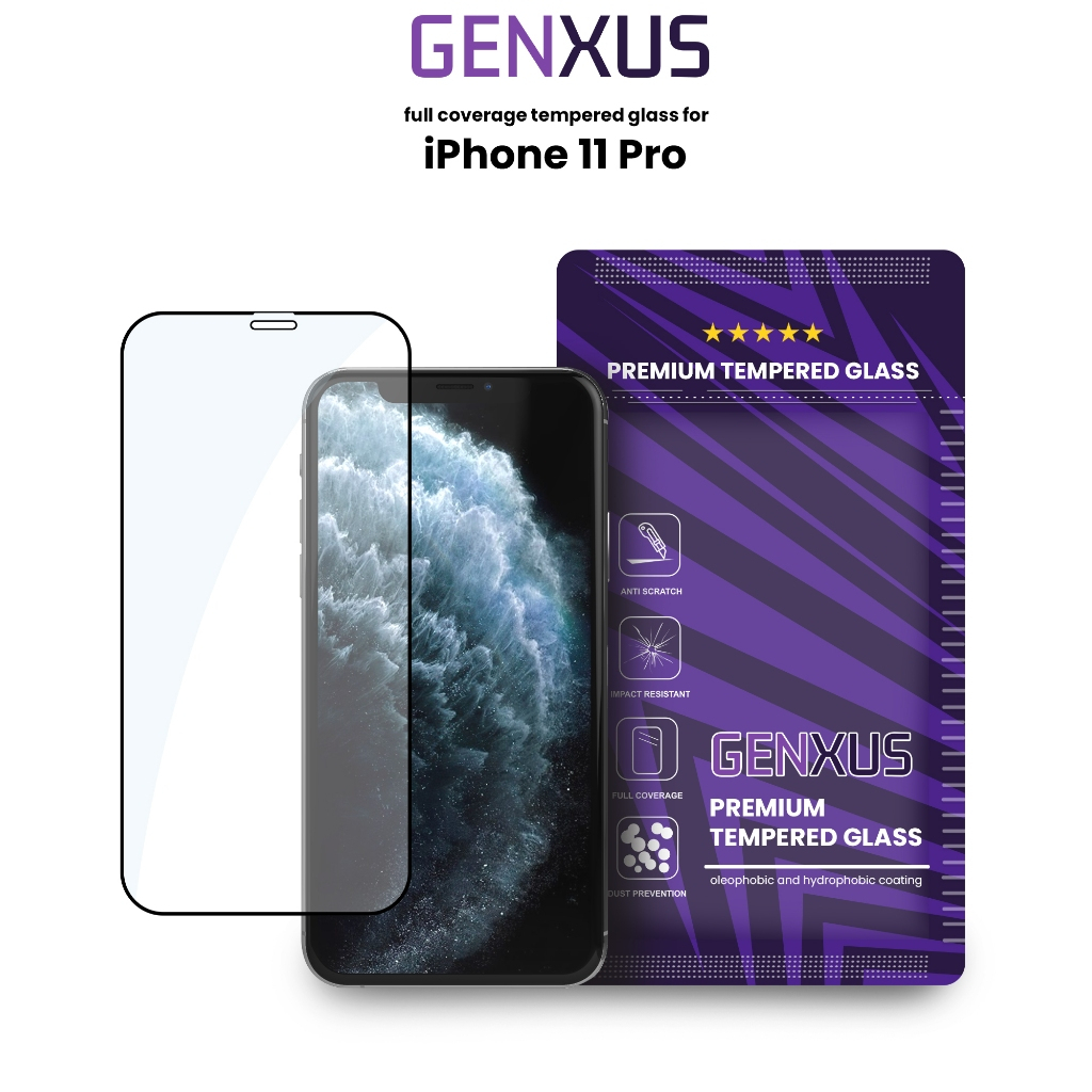 Genxus Anti Gores 5D Tempered Glass for iPhone 11 PRO Fullcover Screen Glass Antigores 15 14 13 12 X