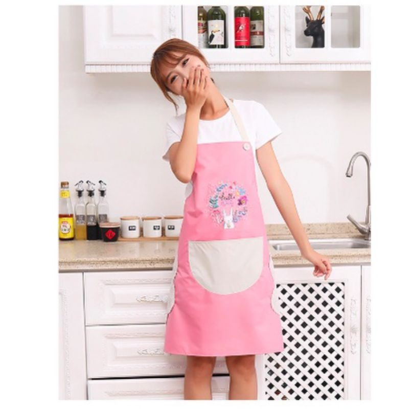 Celemek Kain Apron Masak Kain Waterproof Celemek Waterproof Motif
