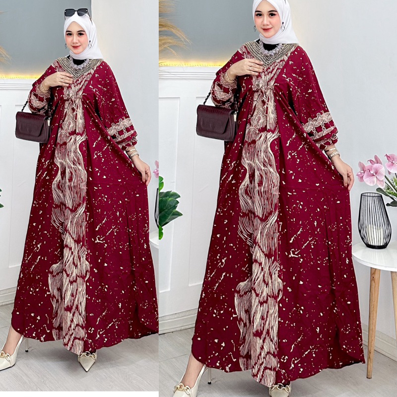 GAMIS KAFTAN SULTAN CAHAYA TERBARU MODEL LENGAN PANJANG RAYON PREMIUM