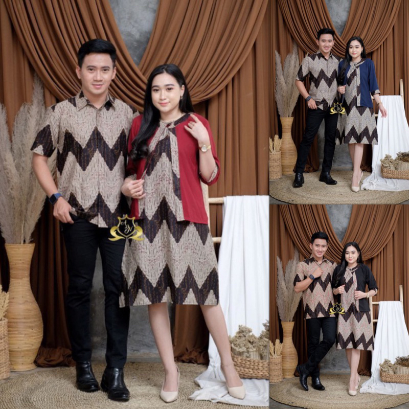 Couple Baju Batik Dress Rompi Dan Kemeja / Kemeja Batik / Dress Brokat / Baju Natal