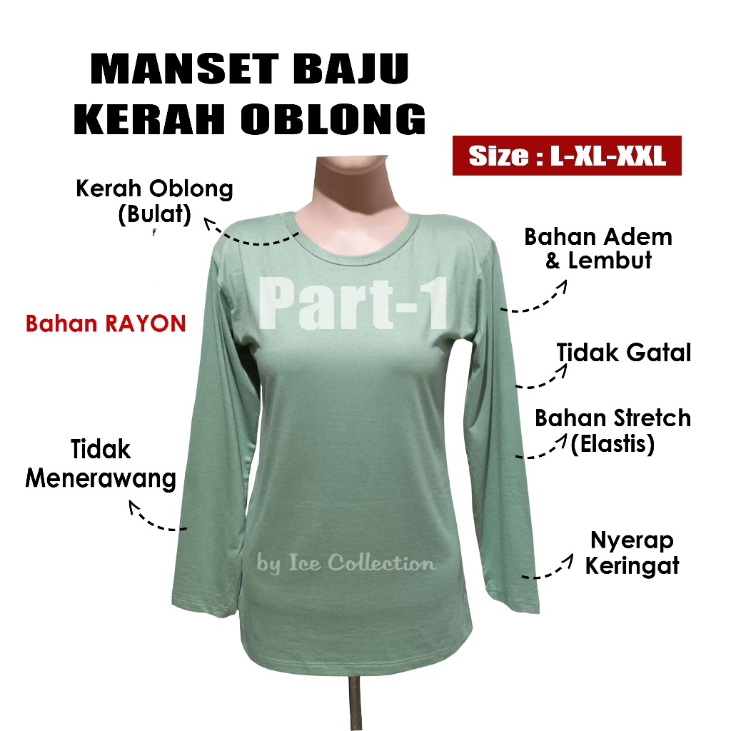 Manset Lengan Panjang Bahan Kaos Dalaman Baju Wanita Inner Baju Wanita Lengan Panjang Daleman Kebaya
