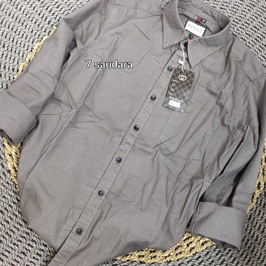 Diskon Kemeja GUCCI Original Import Quality Pria Kemeja Distro Terbaru Motif Kotak Kotak Pria Kemeja