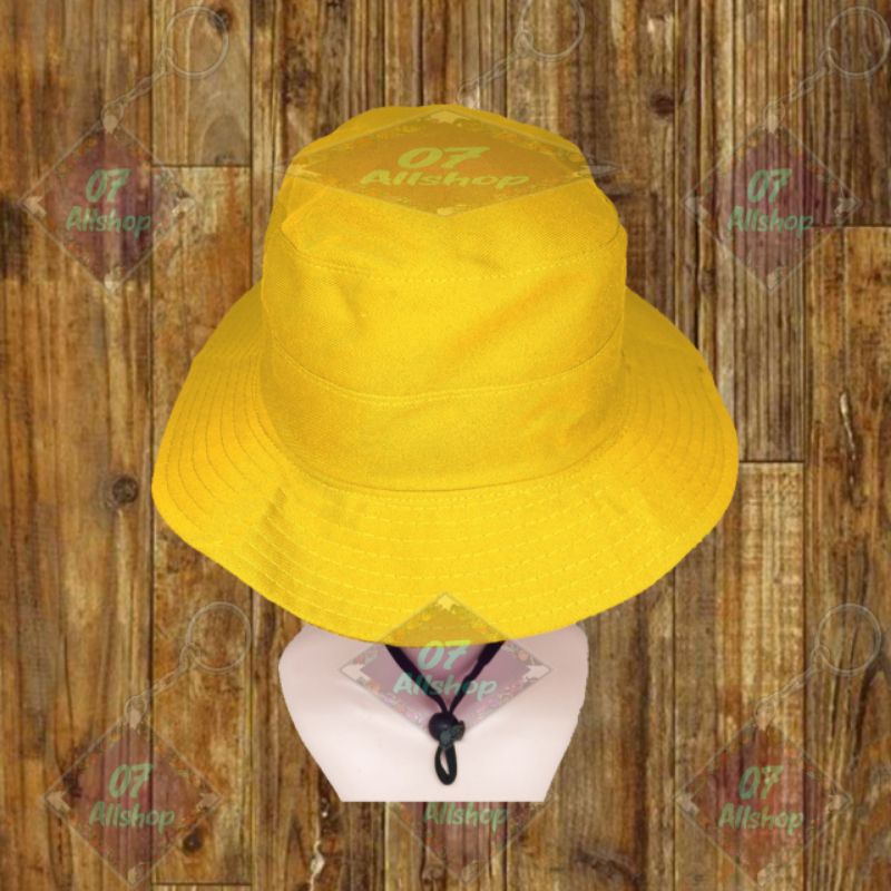 Topi Bucket Hat Rimba Hutan Hiking Gunung DEWASA KUNING POLOS pria wanita unisex