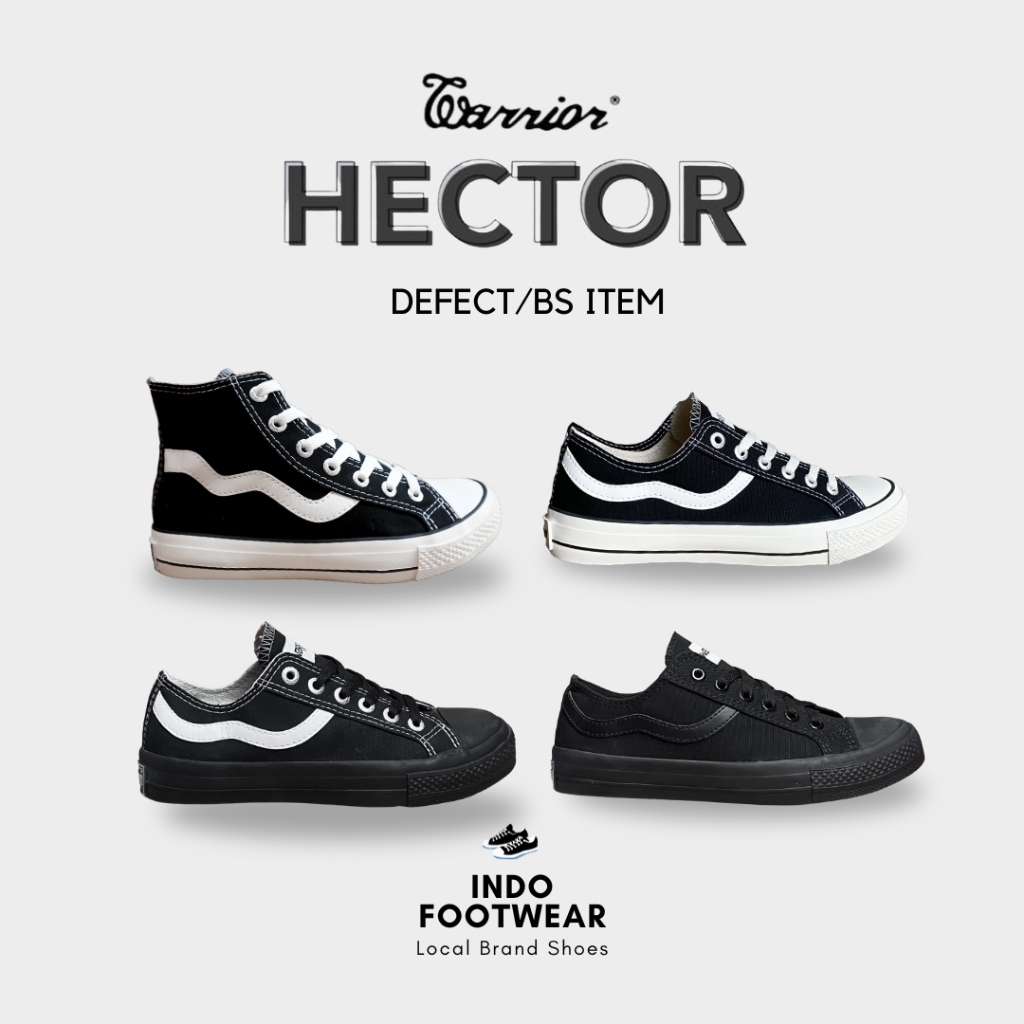 Sepatu Warrior HECTOR / Black White / 100 % ORIGINAL / Sepatu Sneakers / TERMURAH / Indofootwear