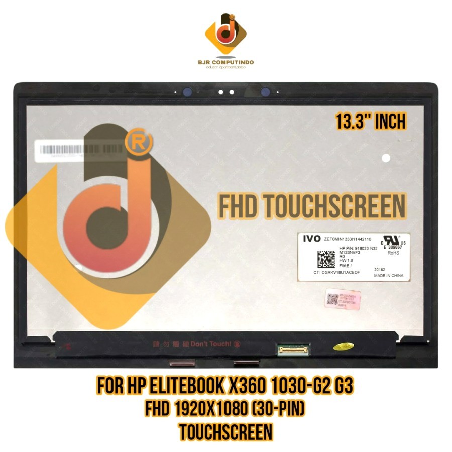 Layar LCD LED HP EliteBook X360 1030 G2 G3 FHD TOUCHSCREEN 13.3 INCH