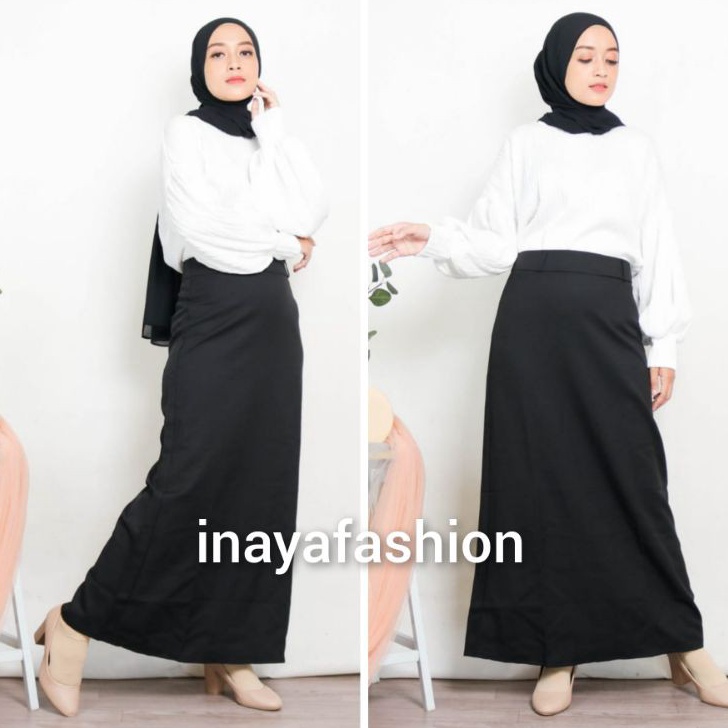 Terkini Rok Kerja Panjang Hitam Rok A Line Bahan Formal Kantor  Rok Panjang Wanita Hitam Polos