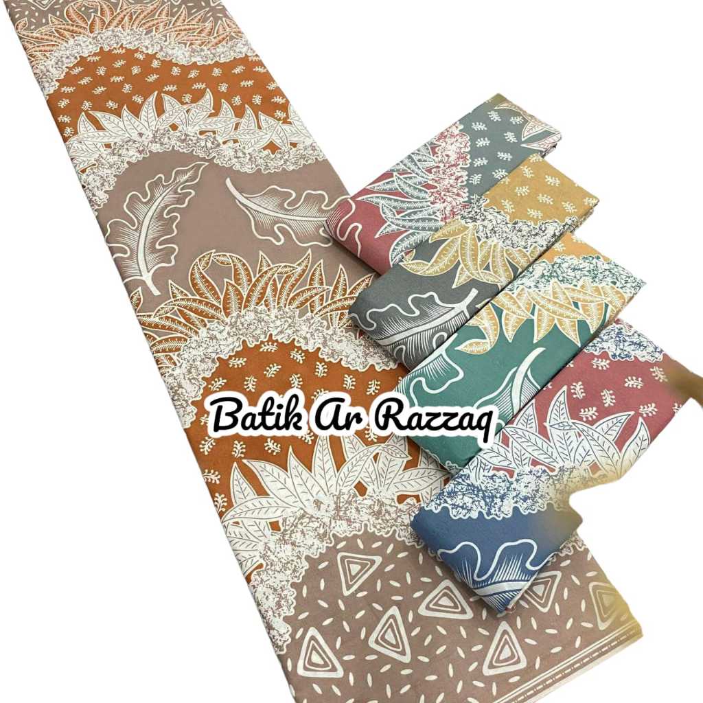 Kain batik printing TRR halus motif daun rumput kain bahan baju seragam bridesmaid batik terlaris