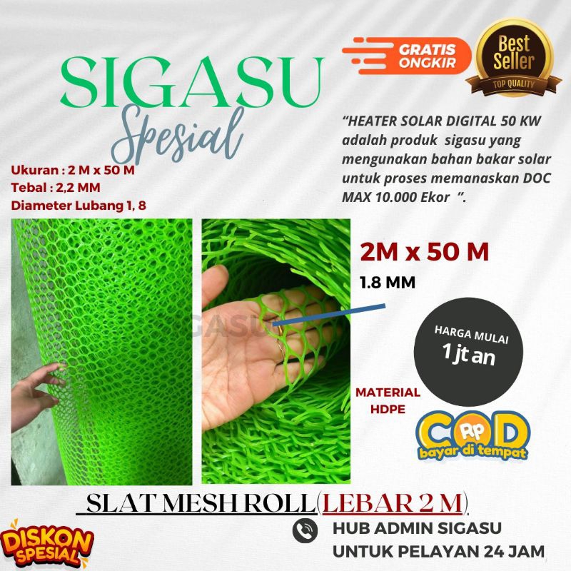 TERLARIS slat plastik mesh roll (2m * 50m) diamater 1.8cm