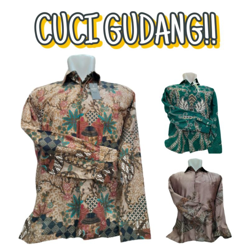 CUCI GUDANG!! baju batik pria lengan panjang manset
