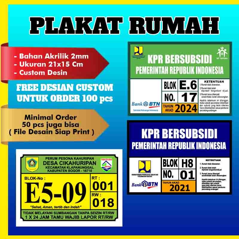 PLAKAT RUMAH BTN, PRIBADI BAHAN AKRILIK