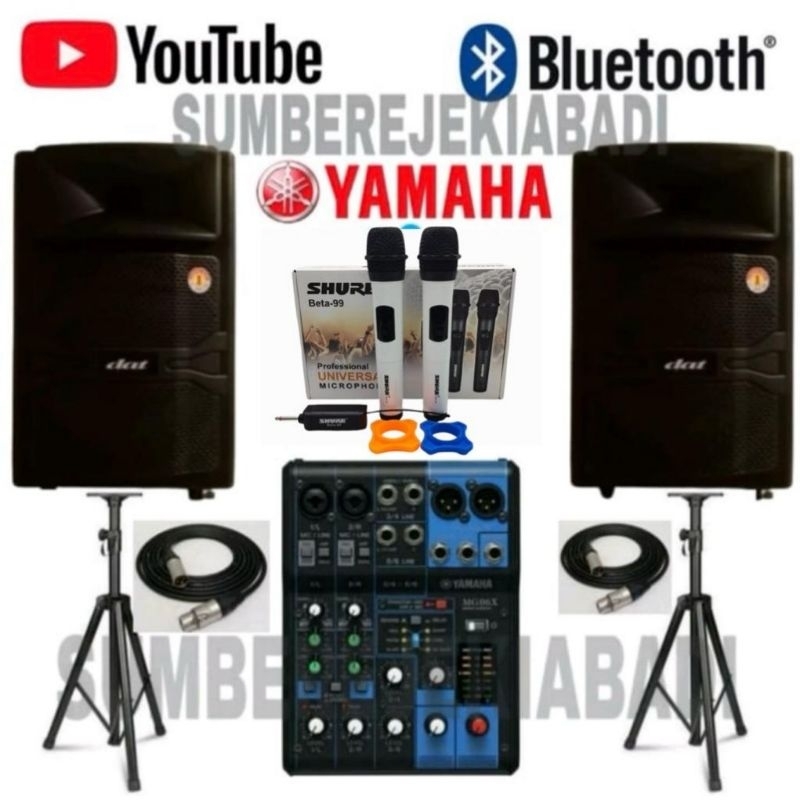 PAKET SOUND MIXER YAMAHA 6 CH SPEAKER 12 INCH AKTIF BLUETOOTH MIC WIRELESS