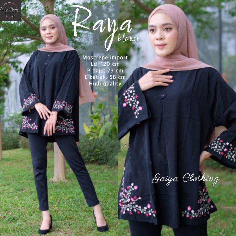 BLOUSE ATASAN JUMBO WANITA MOTIF BORDIR BUNGA Ld. 120 - RAYA BLOUSE
