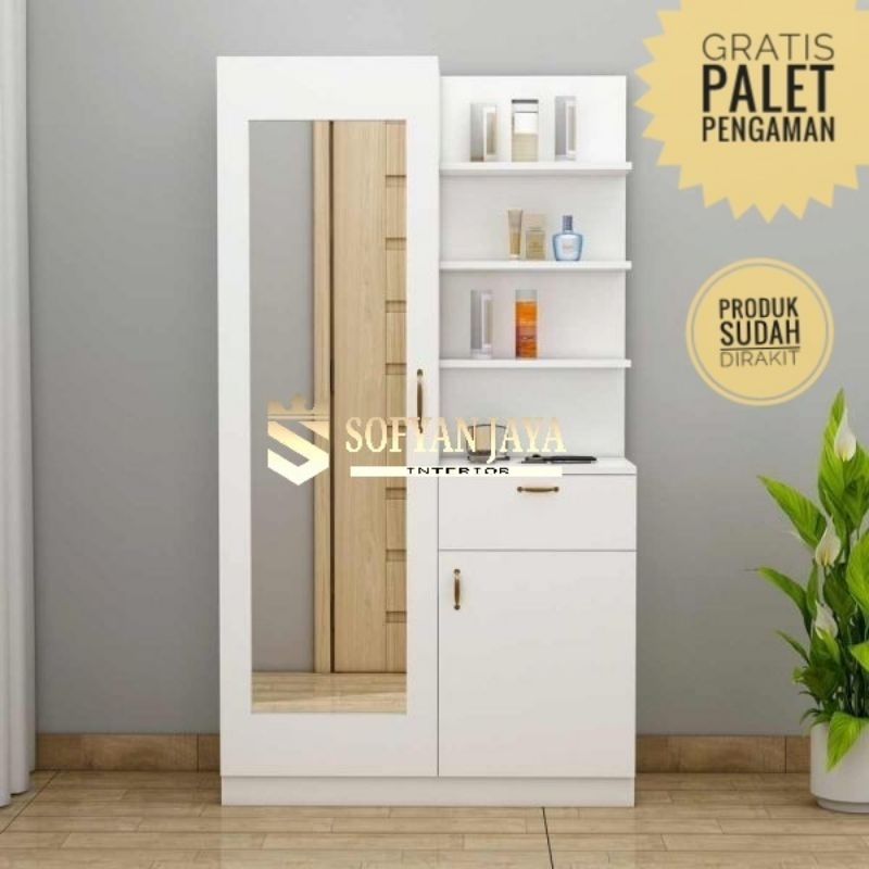 Standing Mirror Cermin Full Body -Meja Rias Dengan Lemari Penyimpanan