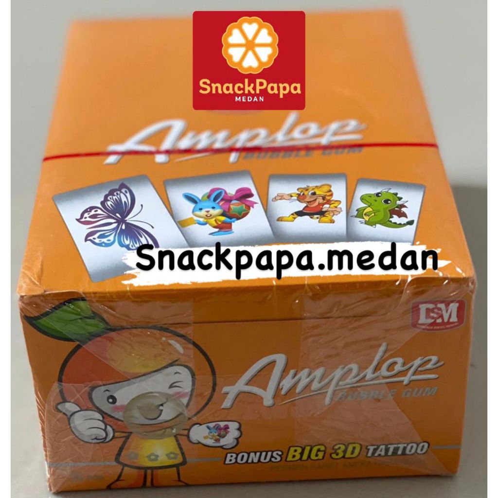 

DSM AMPLOP BUBBLE GUM BOX ISI 30 / BONUS BIG 3D TATTOO / PERMEN KARET ANEKA RASA BUAH / PERMEN KARET AMPLOP