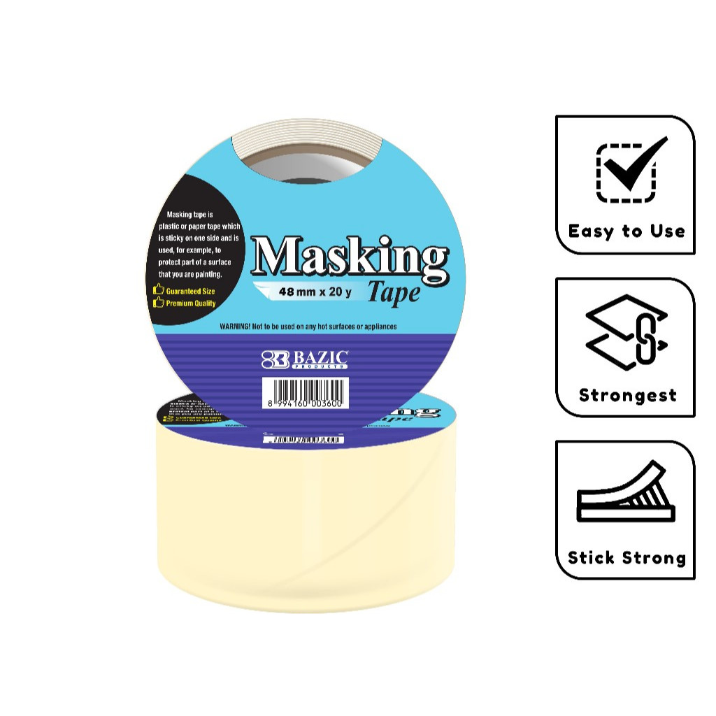 

Lakban Solasi Kertas Masking Tape 48 mm x 20 Yard BAZIC