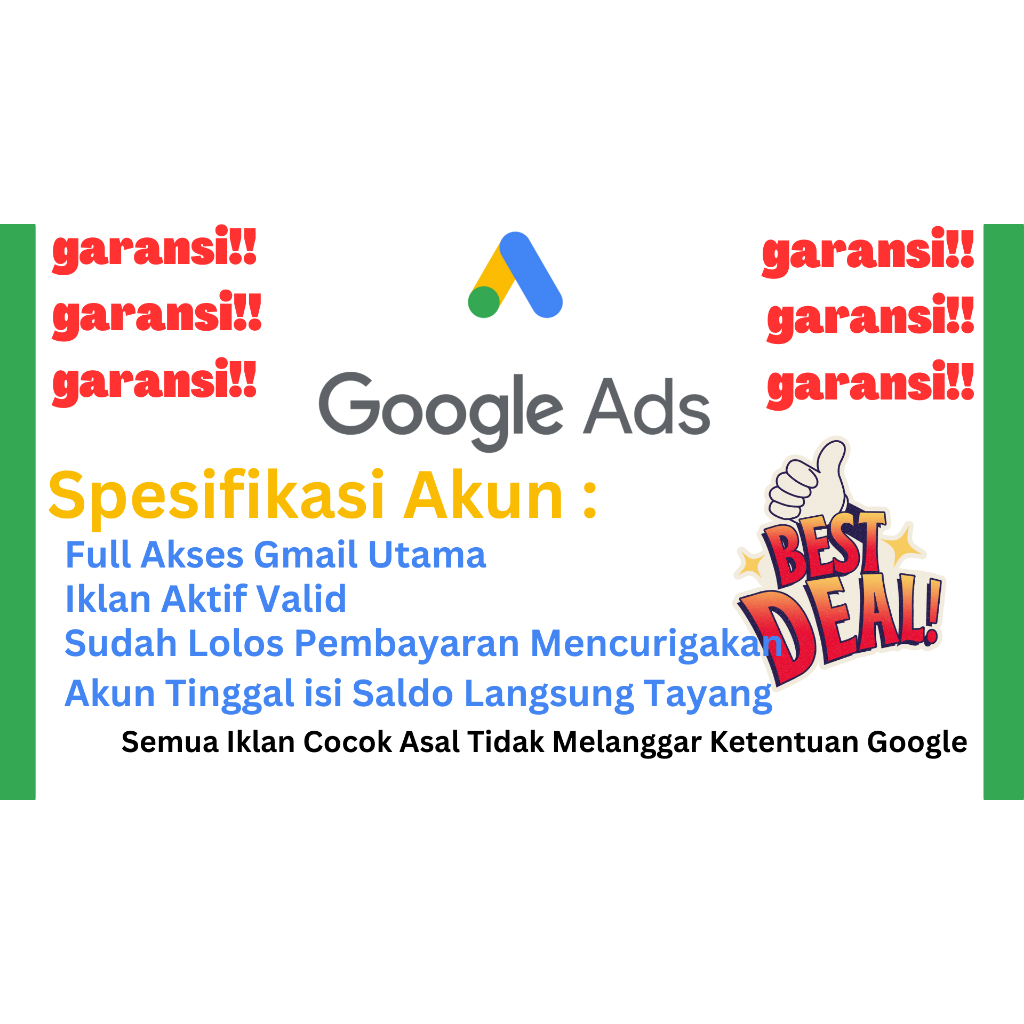 Google Ads Akun Iklan Ads Valid Siap Jalan