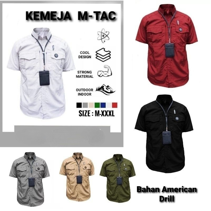 Baju Kemeja Outdoor Tactical Lengan Pendek M Tac/M.Tac/M-Tac bahan Drill Premium