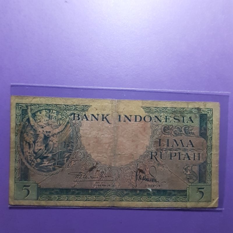 uang kuno 5 rupiah kera