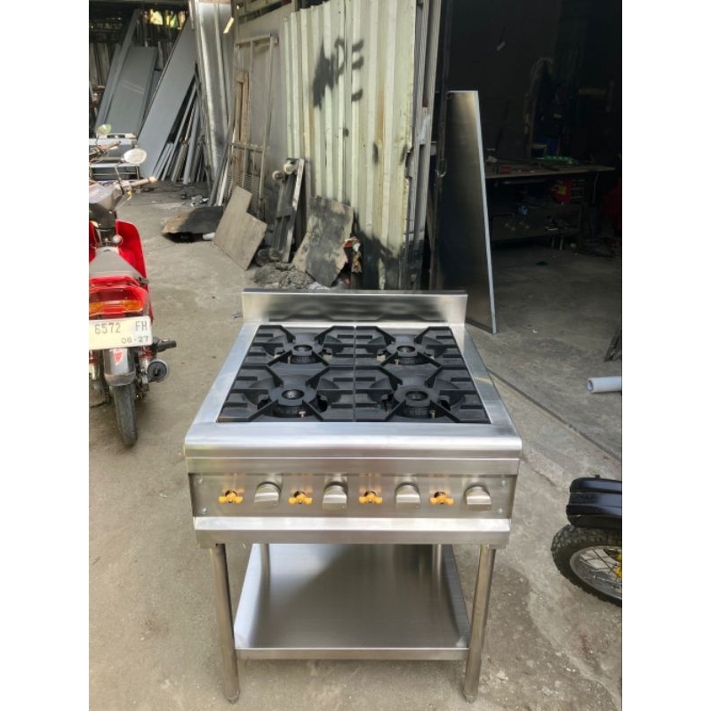 gas stove 4 Burner with grid shelf/gas stove untuk restoran