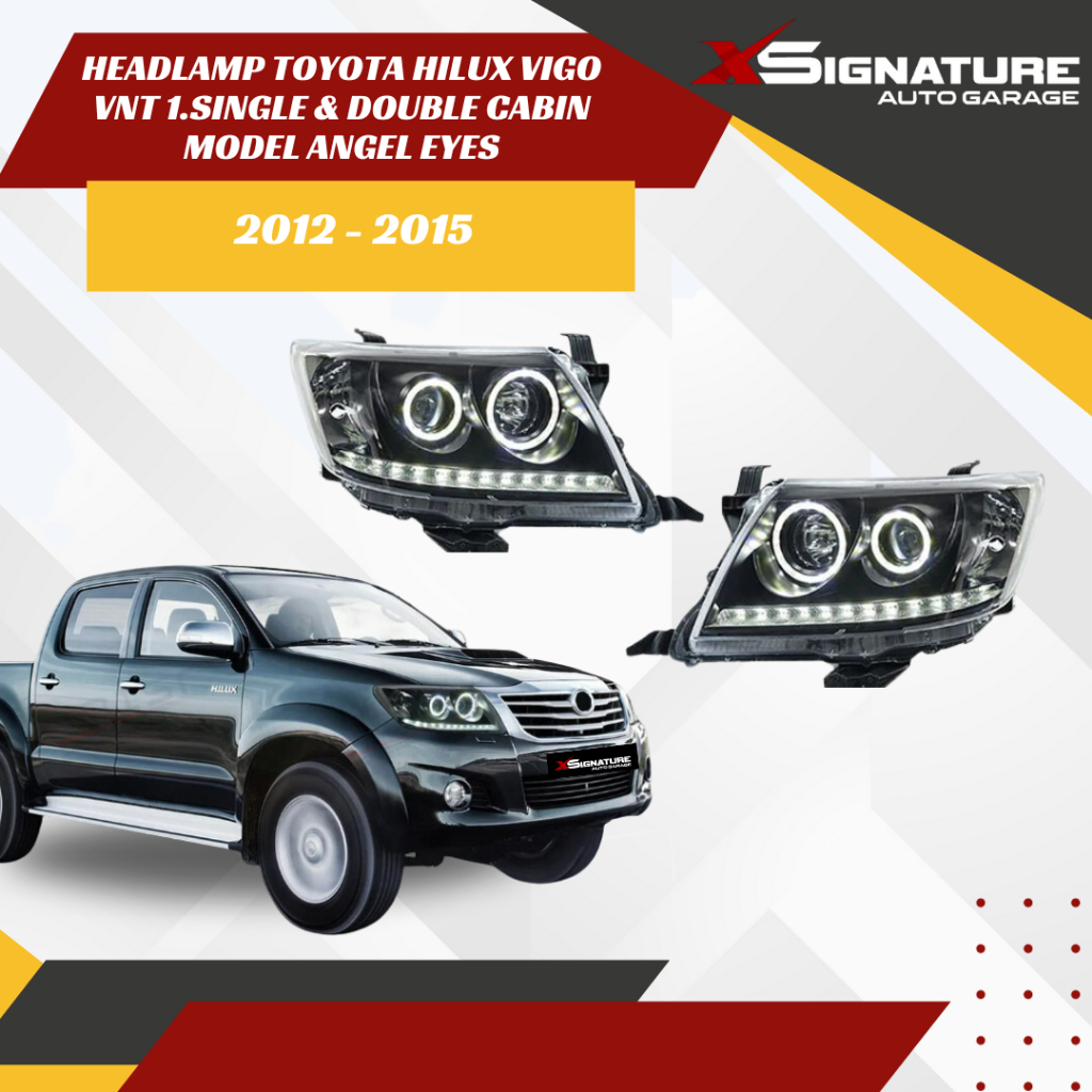 HEADLAMP TOYOTA HILUX VIGO 2012-2015 SINGLE & DOUBLE CABIN ANGEL EYES