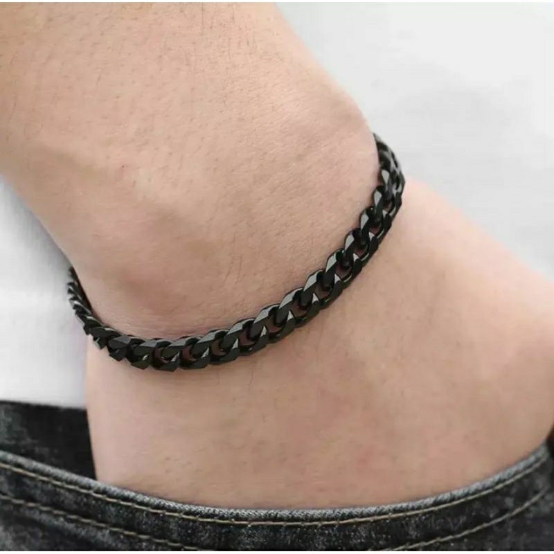Gelang Pria Keren Hitam Titanium