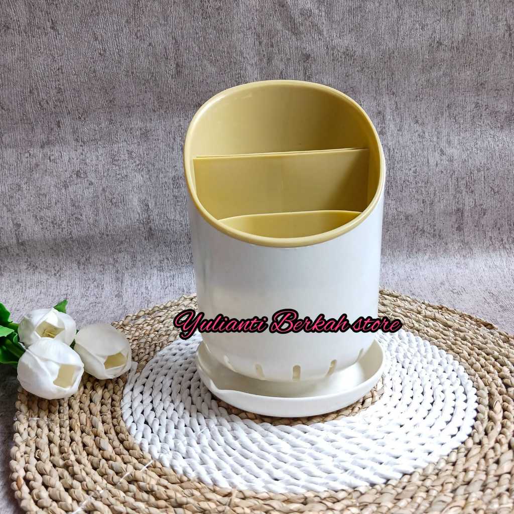 Tempat Sendok Dan Garpu Pisau Aesthetic Bahan Plastik Tebal Wadah Alat Makan di Bagian Bawah Terdapa