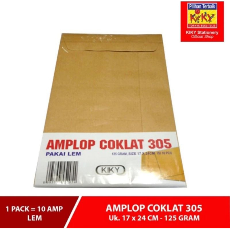 

Amplop Coklat 1/2 Folio 305 Lem Polos Kiky 125 gr (1 Pack)