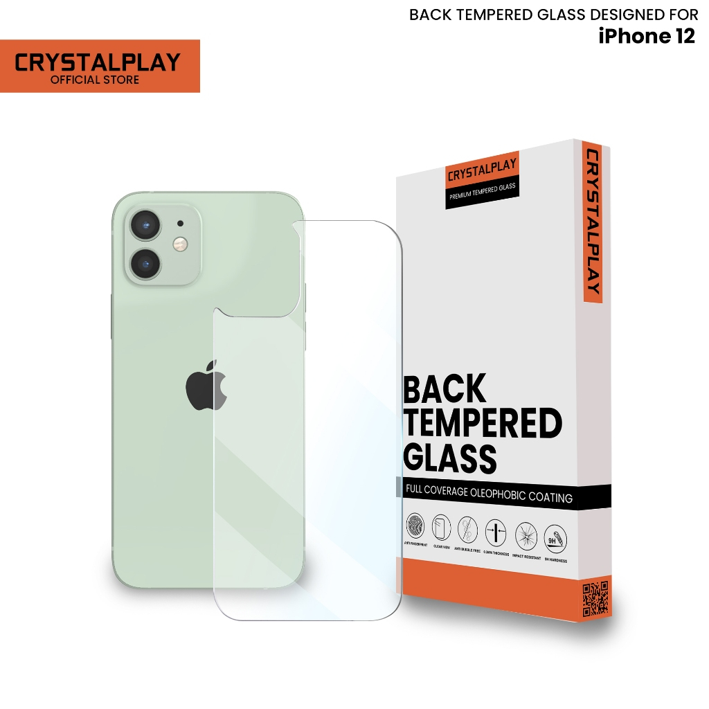 CrystalPlay Back Tempered Glass 9H Fullcover for iPhone 12 Anti Gores Belakang Protector 9H 15 PRO M