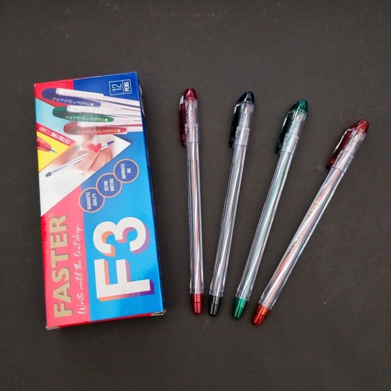 

(12 pcs) Bolpen/Pulpen/Ballpoint Faster F3 0.5mm