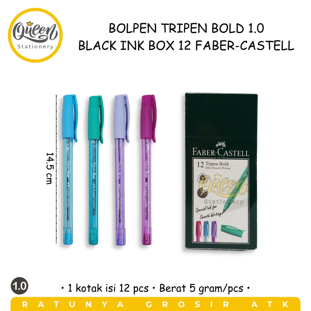 

1 PCS BALLPOINT TRIPEN BOLD 1.0 BLACK INK BOX 12 54729912 FABER-CASTELL PULPEN PENA BOLPEN BOLPOIN
