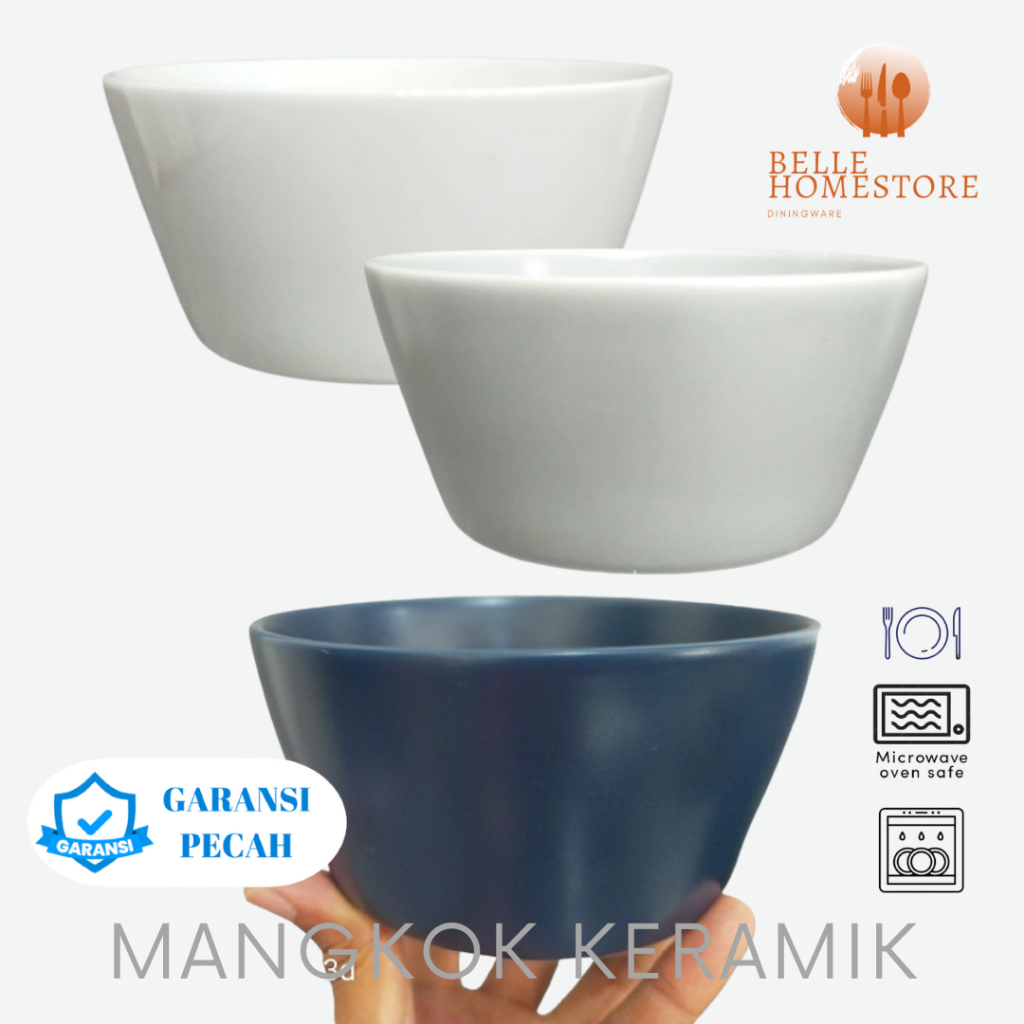 MANGKOK KERAMIK KOREA POLOS 15CM SS BOWL BY BELLE.HOMESTORE