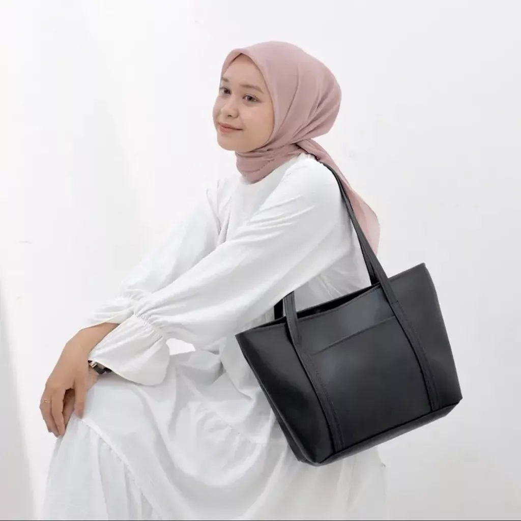 Tas Tote Bag Wanita Kulit - Tote Bag Kulit Saku Depan - Tas wanita - Tas wanita Kekinian Terbaru - T