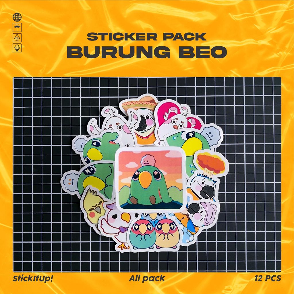 

COD✨ StickitUp Stiker Pack Burung Beo Lucu Untuk Koper Laptop Skateboard