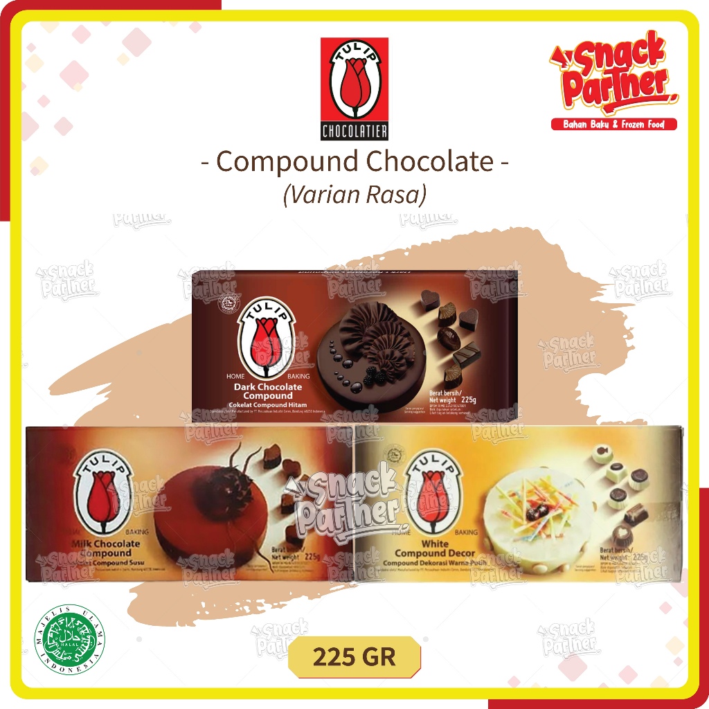 

TULIP COMPOUND 225 GR - Chocolate Choco White Putih Milk Susu - Coklat Batang Leleh Hitam DCC - Banjarmasin 225GR Colatta Parrot Chefmate