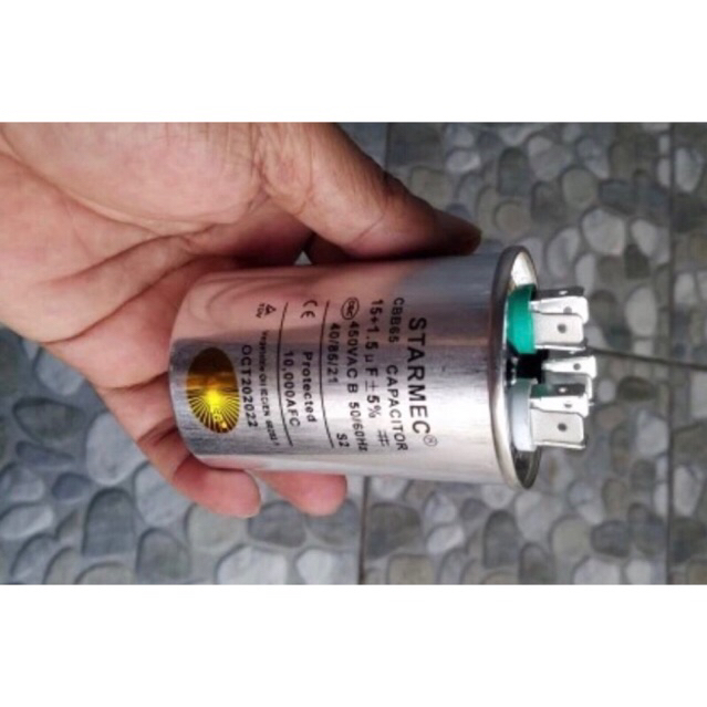 Capasitor Kapasitor AC 15+1.5uf mikro 450VAC STARMEC