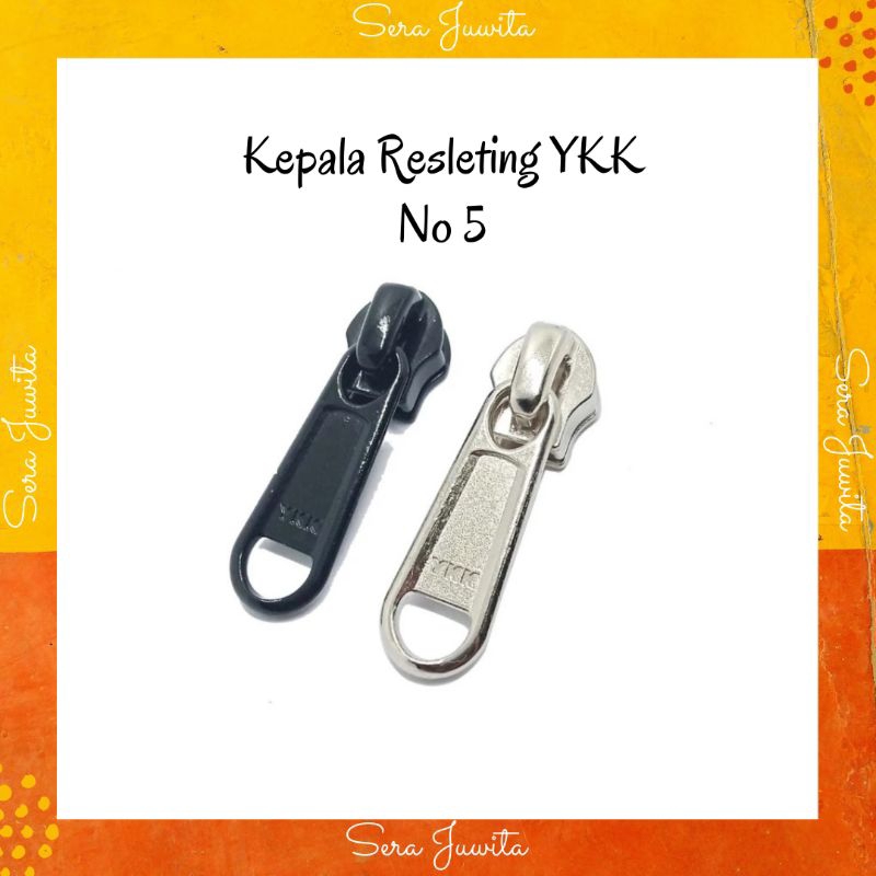 Kepala Resleting Original YKK no. 5 Bahan Besi Warna Hitam dan Nikel Gigi Halus untuk Coil/ Nilon/ T