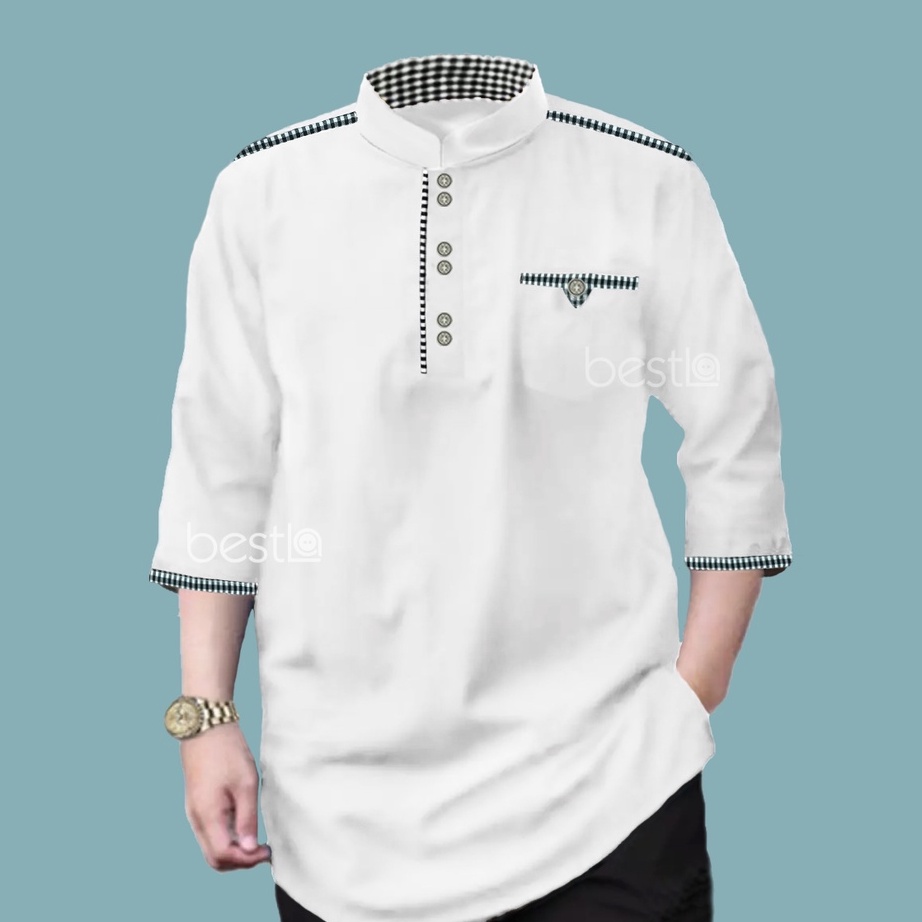 PALING AMPUH Baju Koko Yusuf Busana Pria Dewasa Lengan 34 Atasan Muslim Katun Toyobo M L XL XXL Kanc