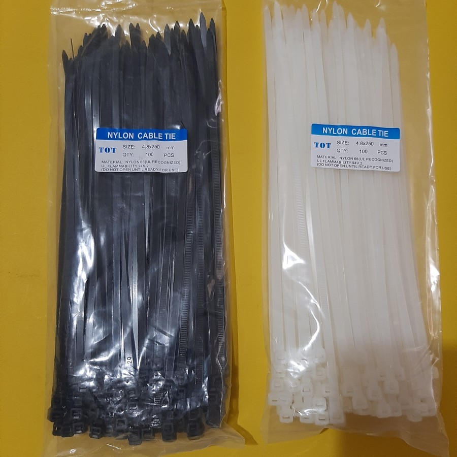 

Kabel Tis 4,8 x 250 mm /Nylon Cable Ties 4.8 x 250mm isi 100 pcs Tebal/ Tali Pengikat Plastik Untuk Pagar, dll