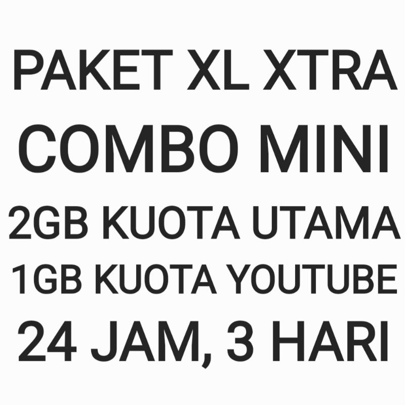Paket XL Xtra Combo Mini 3GB Internet Data Kuota Bonus 3 Hari 24 Jam All Net Semua Jaringan Murah