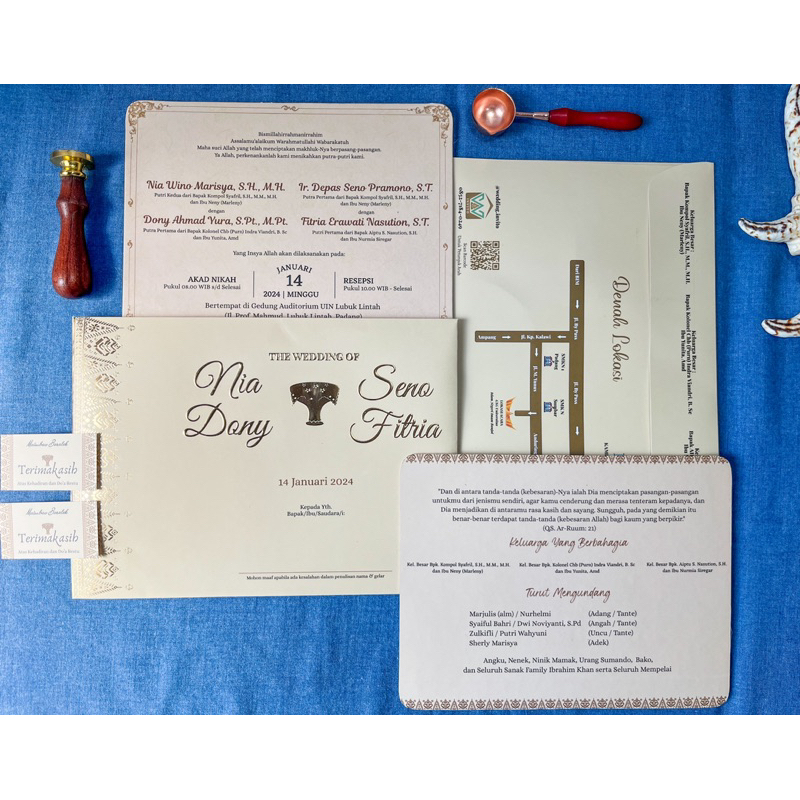[MINANG CARANO Foly] Cetak Undangan Batik-Gold Hardcover Amplop PREMIUM BESAR Pernikahan Separasi Cu
