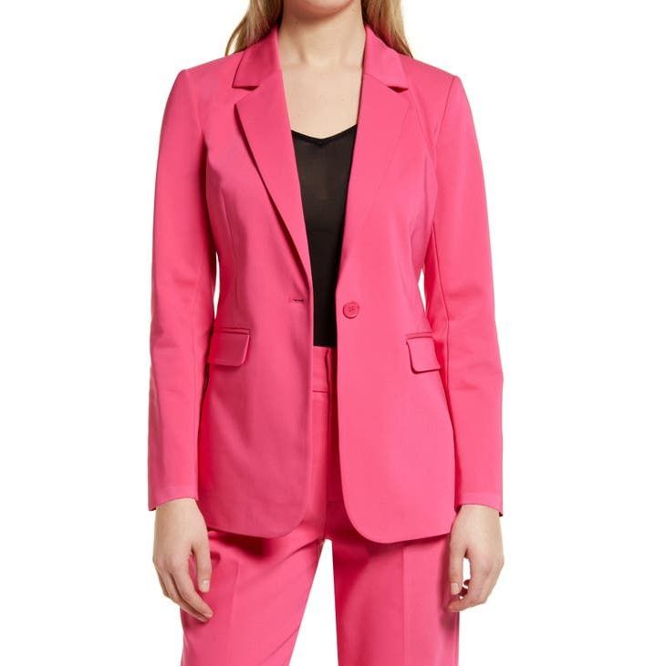 Adbcolection- Free Belt Setelan Blajer Blanik Wanita Fushia Pink Jas Blejer Celana Trending Blazer W