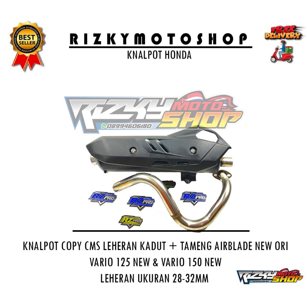 LIVE - KNALPOT COPY CMS LEHERAN KADUT VARIO 125/150 LED NEW - ZRC ZANNY LEHERAN UKURAN 28-32 MM ; KN