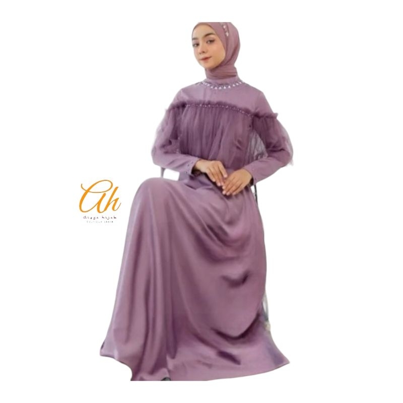 Khalista dress - dress anggun muslimah - dress elegan - dress pesta