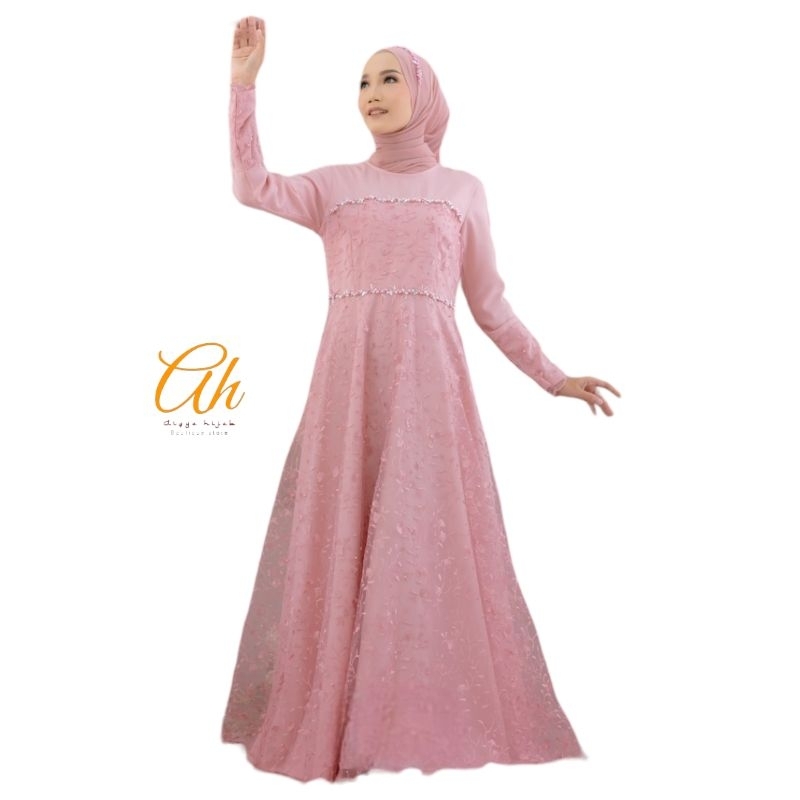 Aruna dress - dress muslimah brokat - dress muslimah elegant